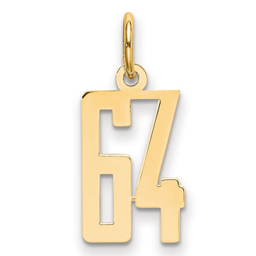 14k Small Elongated Number 64 Charm