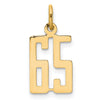 14k Small Elongated Number 65 Charm