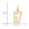 14k Small Elongated Number 67 Charm