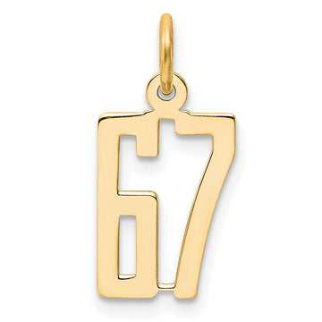 14k Small Elongated Number 67 Charm
