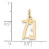 14k Small Elongated Number 73 Charm
