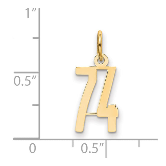 14k Small Elongated Number 74 Charm