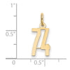 14k Small Elongated Number 74 Charm
