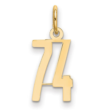 14k Small Elongated Number 74 Charm