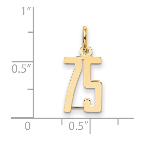 14k Small Elongated Number 75 Charm