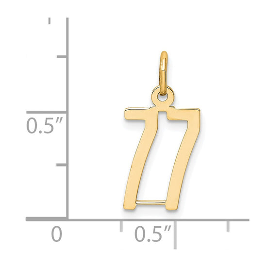 14k Small Elongated Number 77 Charm