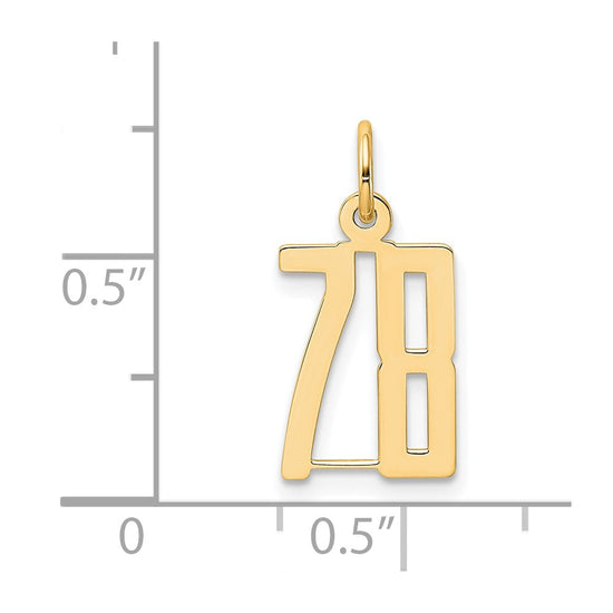 14k Small Elongated Number 78 Charm