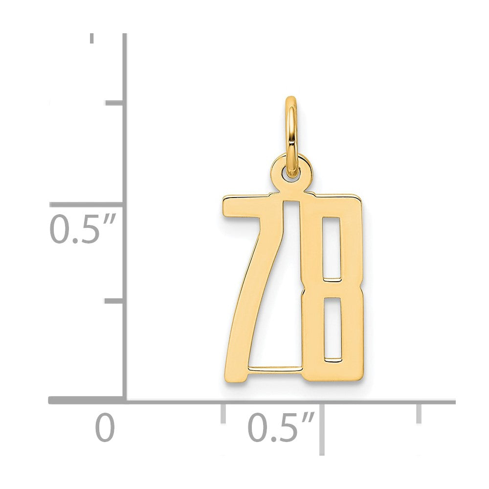 14k Small Elongated Number 78 Charm