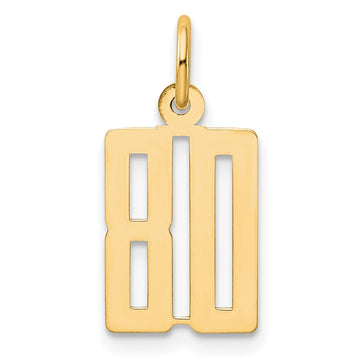 14k Small Elongated Number 80 Charm