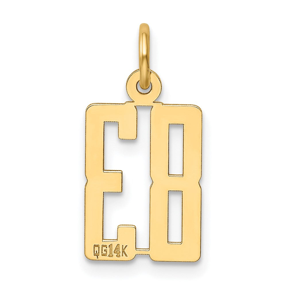 14k Small Elongated Number 83 Charm