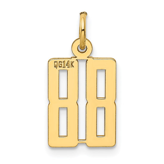 14k Small Elongated Number 88 Charm