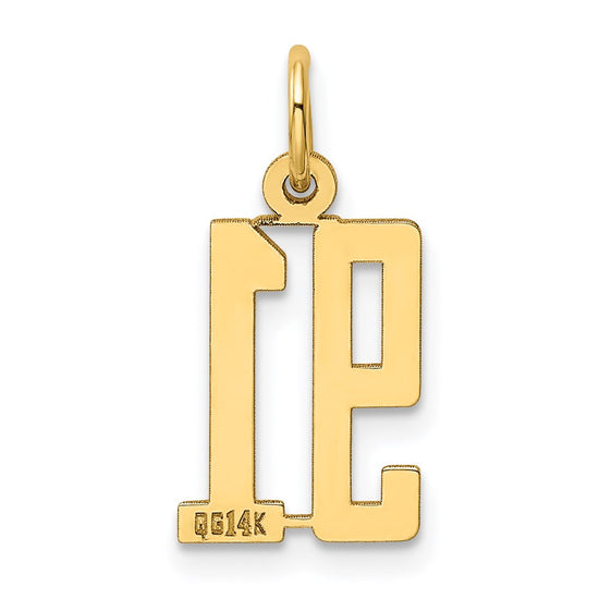 14k Small Elongated Number 91 Charm