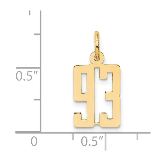 14k Small Elongated Number 93 Charm