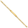 14k Polished Solid Chain/Solid Plate Figaro Link Diamond-cut 32.5x6.5mm Plate 7 inch ID Bracelet