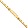 14k Polished Solid Chain/Solid Plate Figaro Link Diamond-cut 32.5x6.5mm Plate 7 inch ID Bracelet