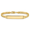 14k Polished Solid Chain/Solid Plate Curb Link Diamond-cut 34x7mm Plate 8 inch ID Bracelet