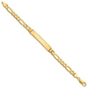 14k Polished Solid Chain/Solid Plate Figaro Link Diamond-cut 39x8mm Plate 8 inch ID Bracelet