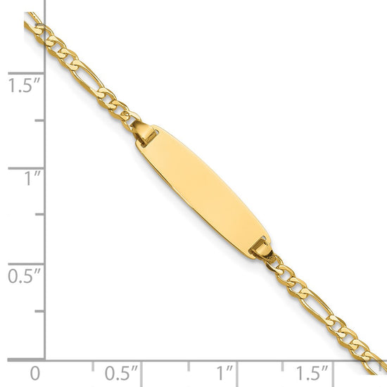 14k Polished Solid Chain/Solid Plate Figaro Link 19.5x5.5mm Plate 8 inch ID Bracelet