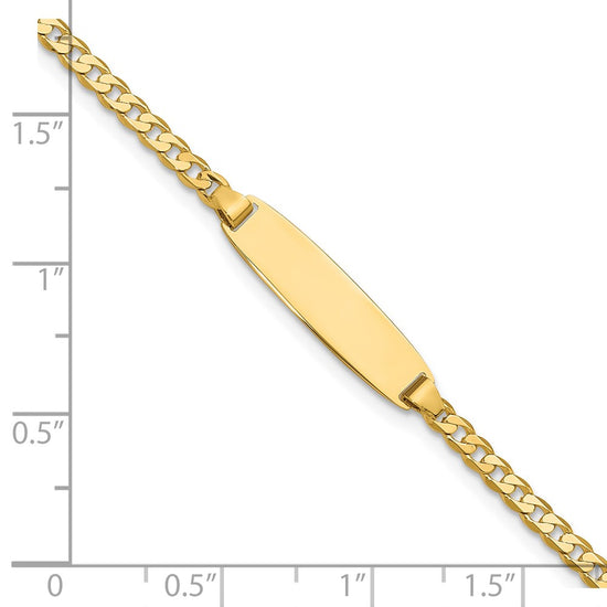14k Polished Solid Chain/Solid Plate Curb Link 19.5x5.5mm Plate 8 inch ID Bracelet