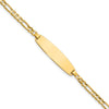 14k Polished Solid Chain/Solid Plate 3.0mm Figaro Link 25.5x7.3mm Plate 7 inch ID Bracelet