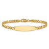 14k Polished Solid Chain/Solid Plate Flat Curb Link Rounded 32.5x7.4mm Plate 7 inch ID Bracelet
