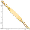 14k Polished Solid Chain/Solid Plate Figaro Link Rounded 33x8.4mm Plate 8 inch ID Bracelet
