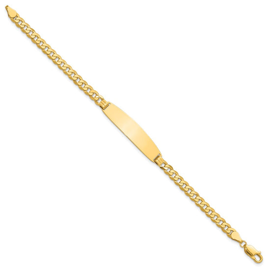 14k Polished Solid Chain/Solid Plate Curb Link Rounded 35x8.5mm Plate 8 inch ID Bracelet