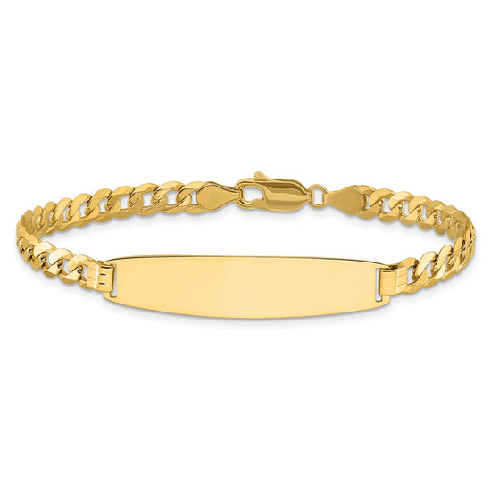 14k Polished Solid Chain/Solid Plate Curb Link Rounded 35x8.5mm Plate 8 inch ID Bracelet