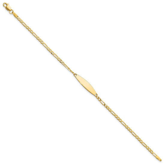 14k Polished Solid Chain/Solid Plate Figaro Link 24.6x5.5mm Plate 7 inch ID Bracelet