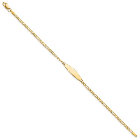 14k Polished Solid Chain/Solid Plate Figaro Link 24.6x5.5mm Plate 7 inch ID Bracelet