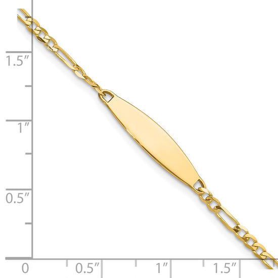 14k Polished Solid Chain/Solid Plate Figaro Link 24.6x5.5mm Plate 7 inch ID Bracelet