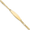 14k Polished Solid Chain/Solid Plate Figaro Link 24.6x5.5mm Plate 7 inch ID Bracelet