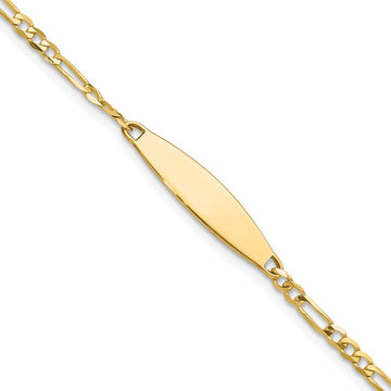 14k Polished Solid Chain/Solid Plate Figaro Link 24.6x5.5mm Plate 7 inch ID Bracelet