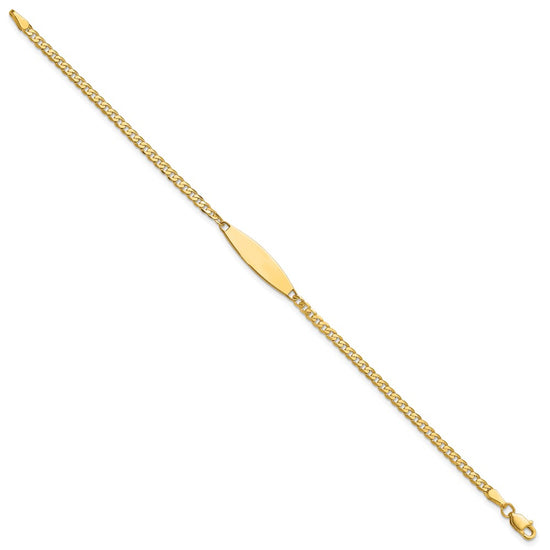 14k Polished Solid Chain/Solid Plate Curb Link 36x5.1mm Plate 8 inch ID Bracelet