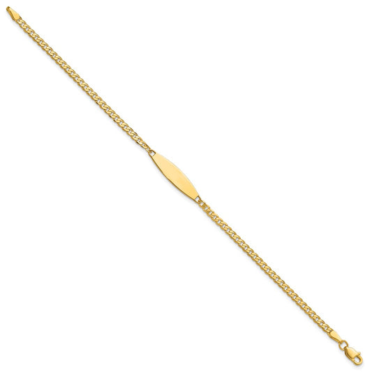 14k Polished Solid Chain/Solid Plate Curb Link 36x5.1mm Plate 8 inch ID Bracelet
