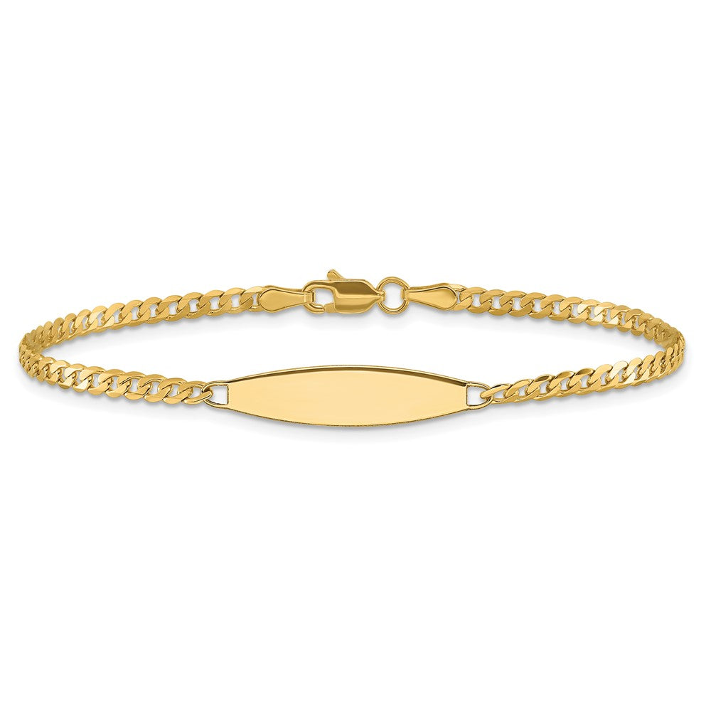 14k Polished Solid Chain/Solid Plate Curb Link 36x5.1mm Plate 8 inch ID Bracelet