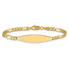 14k Polished Solid Chain/Solid Plate 3.0mm Figaro Link 29x7.5mm Plate 7 inch ID Bracelet