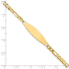 14k Polished Solid Chain/Solid Plate 3.0mm Figaro Link 29x7.5mm Plate 7 inch ID Bracelet