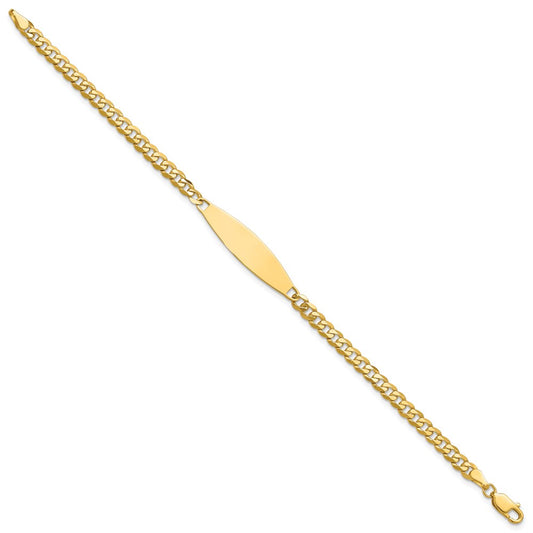 14k Polished Solid Chain/Solid Plate Flat Curb Link 29.5x8mm Plate 7 inch ID Bracelet