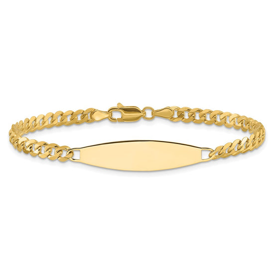 14k Polished Solid Chain/Solid Plate Flat Curb Link 29.5x8mm Plate 7 inch ID Bracelet