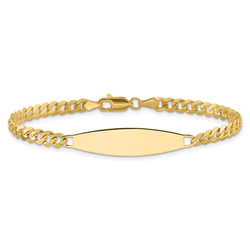 14k Polished Solid Chain/Solid Plate Flat Curb Link 29.5x8mm Plate 7 inch ID Bracelet