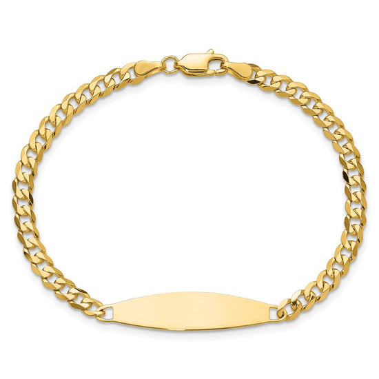 14k Polished Solid Chain/Solid Plate Flat Curb Link 29.5x8mm Plate 7 inch ID Bracelet
