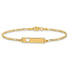 14k Polished Solid Chain/Solid Plate Figaro Link Cut-out Heart 20x5mm Plate 7 inch ID Bracelet
