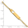 14k Polished Solid Chain/Solid Plate Figaro Link Cut-out Heart 20x5mm Plate 7 inch ID Bracelet