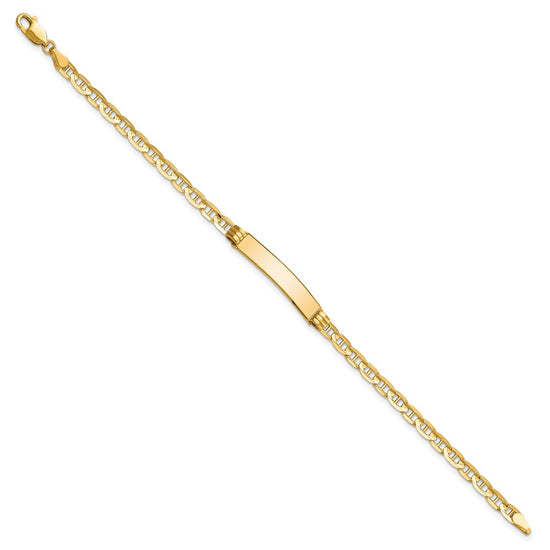 14k Polished Solid Chain/Solid Plate Anchor Link 24.5x4.5mm Plate 7 inch ID Bracelet