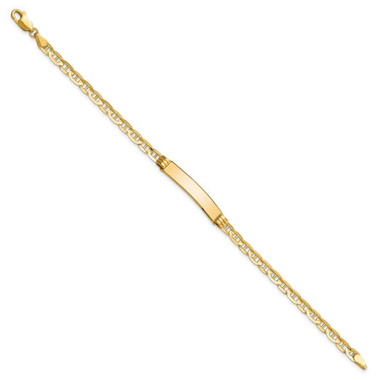 14k Polished Solid Chain/Solid Plate Anchor Link 24.5x4.5mm Plate 7 inch ID Bracelet