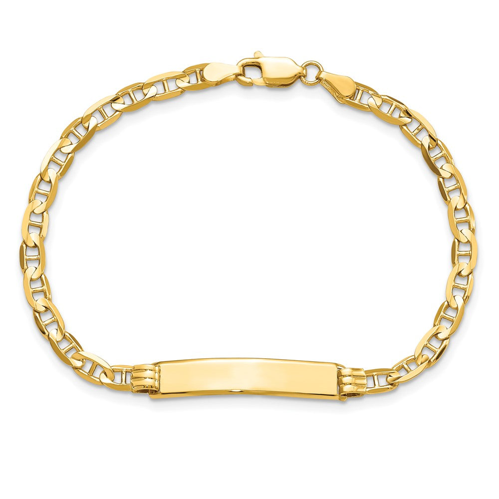14k Polished Solid Chain/Solid Plate Anchor Link 24.5x4.5mm Plate 7 inch ID Bracelet