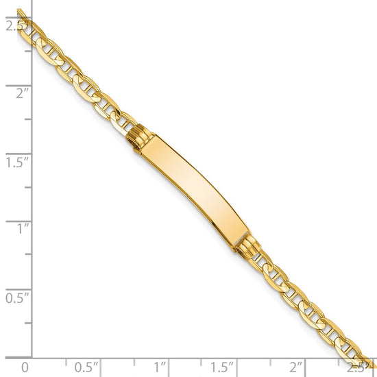 14k Polished Solid Chain/Solid Plate Anchor Link 24.5x4.5mm Plate 7 inch ID Bracelet