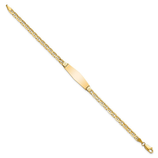 14k Polished Solid Chain/Solid Plate Anchor Link Soft Diamond Shape 24.5x7.5mm Plate 7 inch ID Bracelet