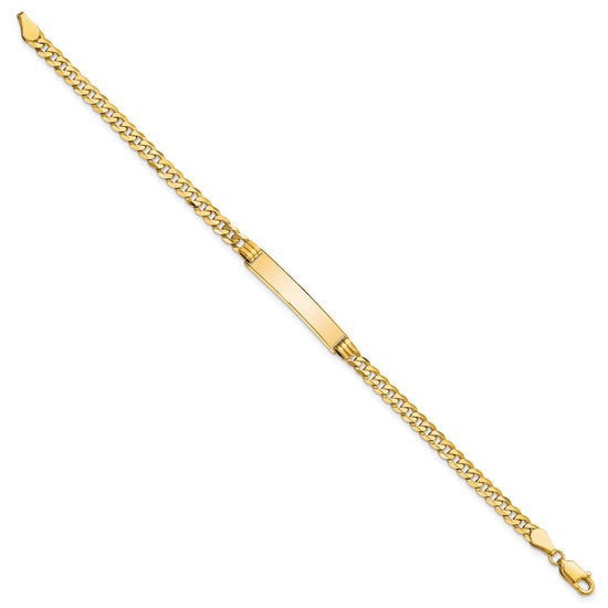 14k Polished Solid Chain/Solid Plate Curb Link 24.5x5mm Plate 7 inch ID Bracelet